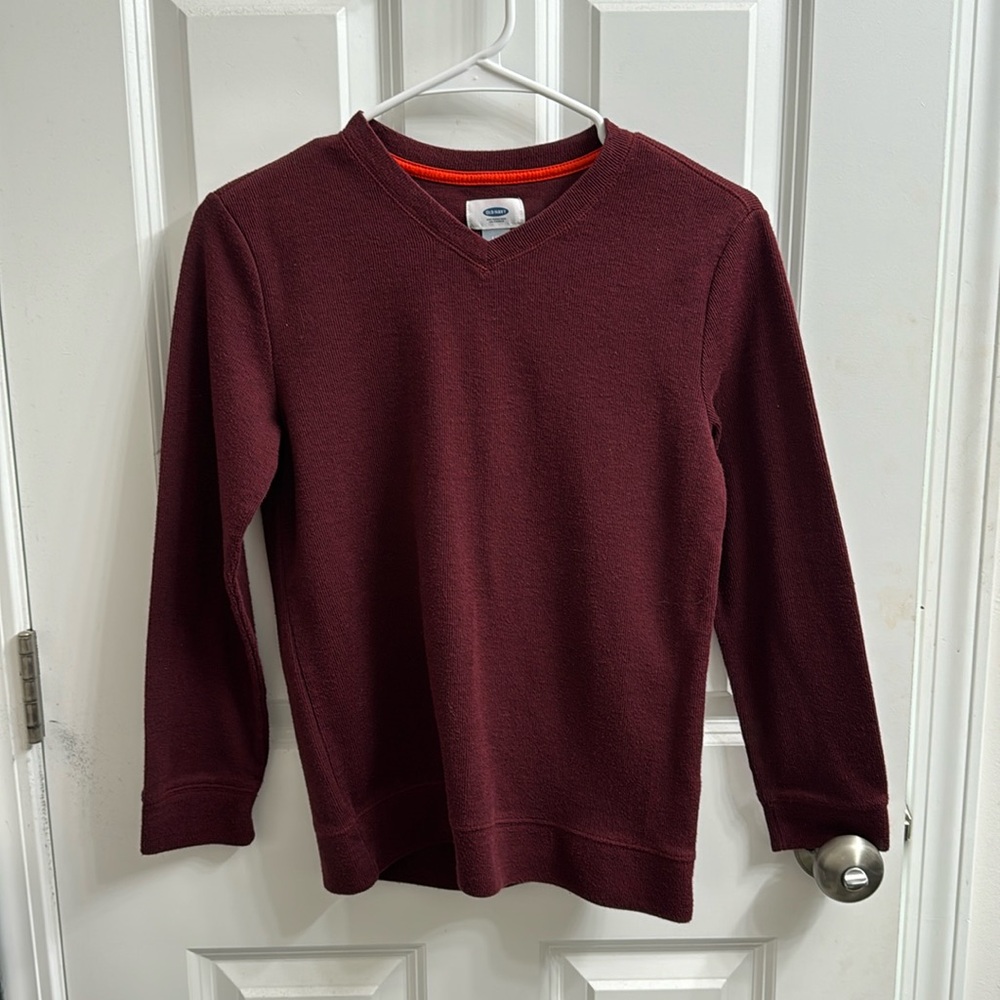 Old Navy School Uniform Solid V-neck Sweater Boys L/G (10-12) Crimson Cranberry